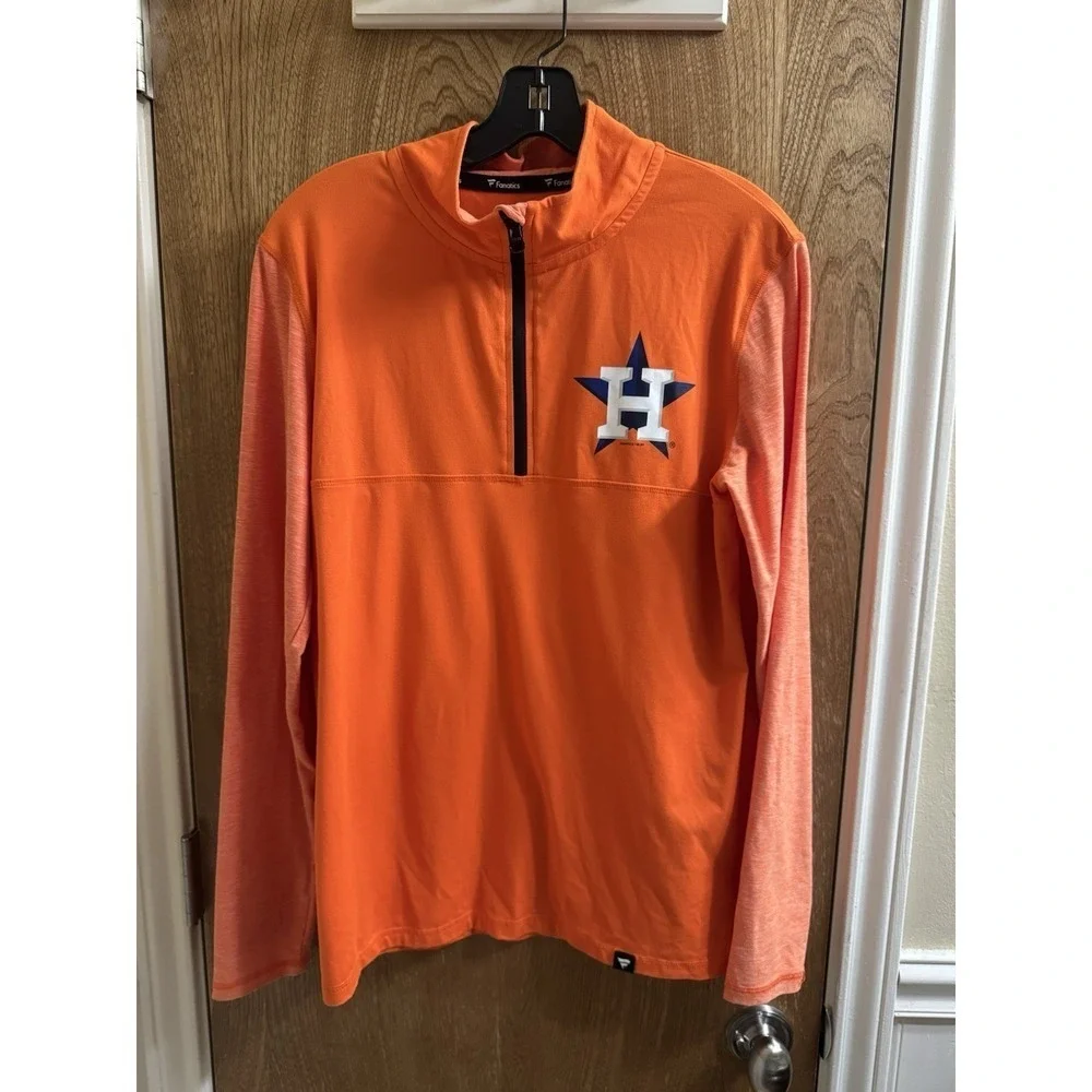 Houston Astros Fanatics Made to Move Synthetic Quarter-Zip Jacket Orange Small